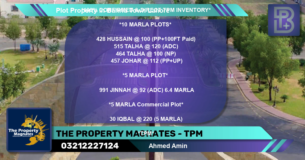 Commercial Plot for Sale in Bahria Town, Lahore - (BP-64755)