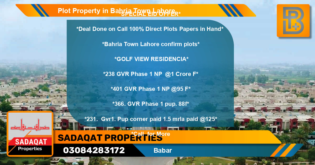 Residential Plot for Sale in Bahria Town, Lahore - (BP-64772)