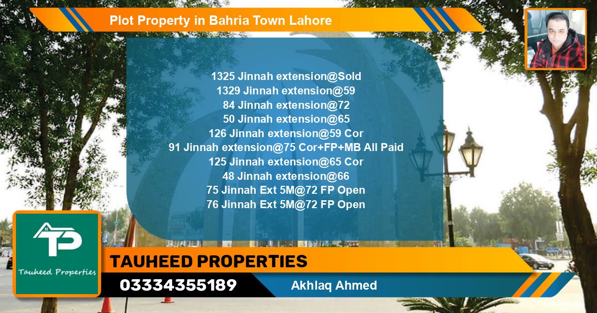 Residential Plot for Sale in Bahria Town, Lahore - (BP-64781)