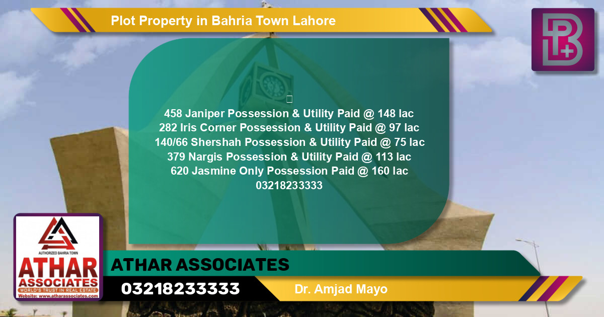 Residential Plot for Sale in Bahria Town, Lahore - (BP-64798)
