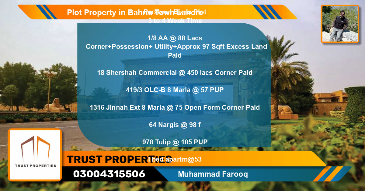 Commercial Plot for Sale in Bahria Town, Lahore - (BP-64815)