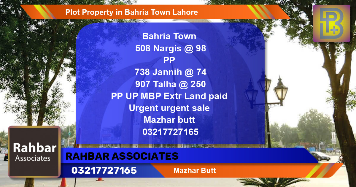 Residential Plot for Sale in Bahria Town, Lahore - (BP-64820)