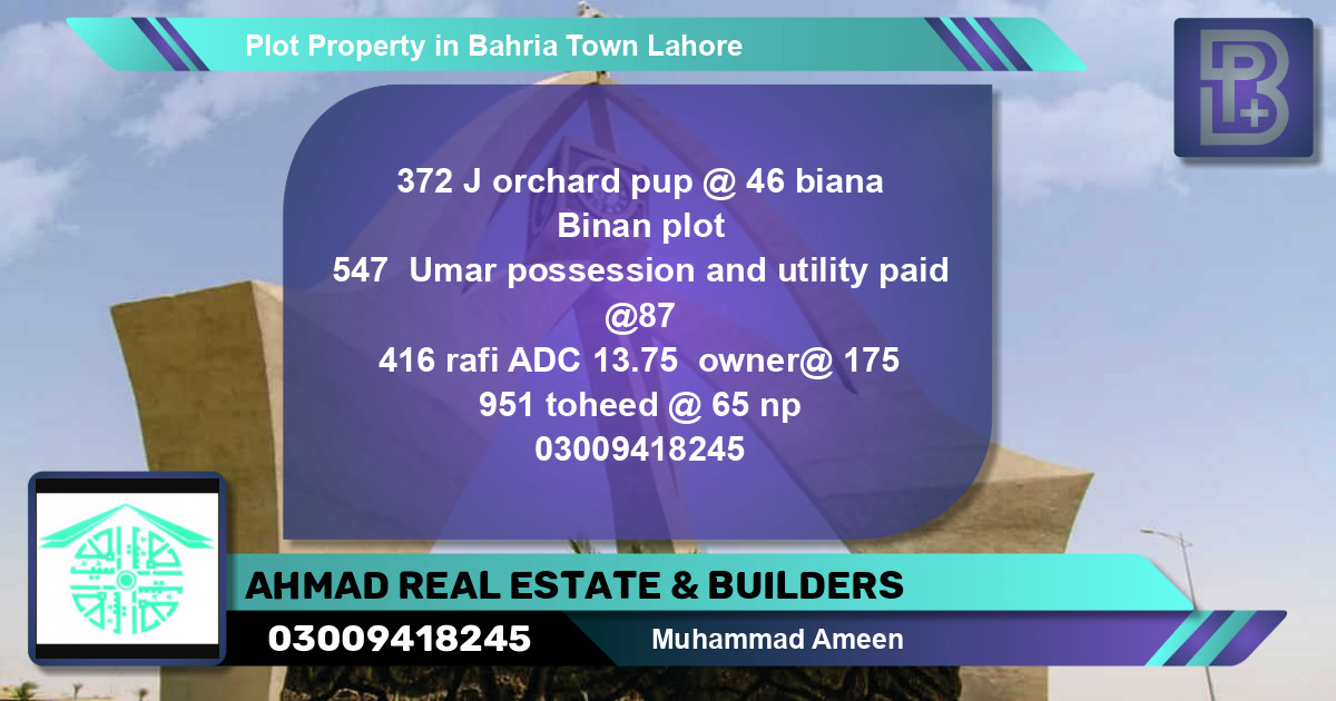 Residential Plot for Sale in Bahria Town, Lahore - (BP-64851)