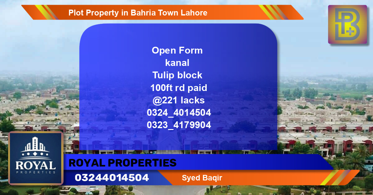 Residential Plot for Sale in Bahria Town, Lahore - (BP-64856)