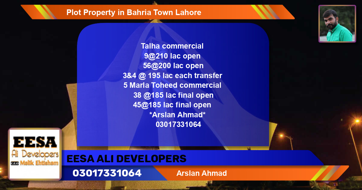 Commercial Plot for Sale in Bahria Town, Lahore - (BP-64871)