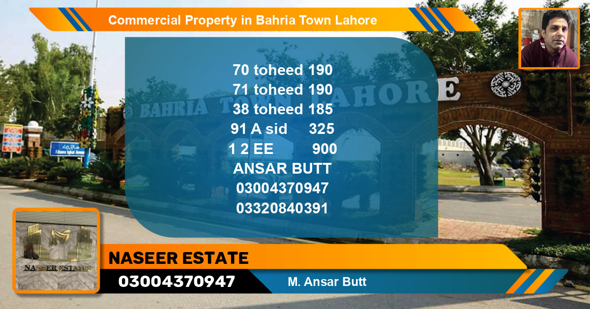 Commercial Property for Sale in Bahria Town, Lahore - (BP-64885)