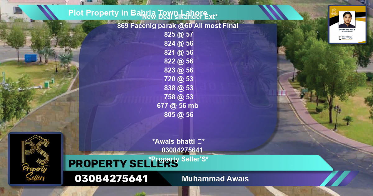 Residential Plot for Sale in Bahria Town, Lahore - (BP-64886)