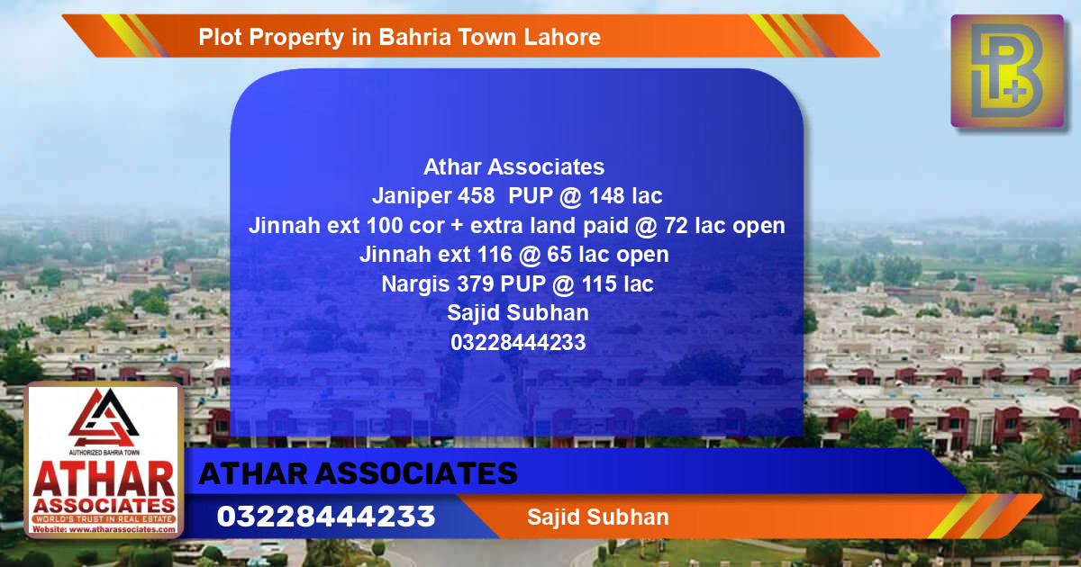 Residential Plot for Sale in Bahria Town, Lahore - (BP-64891)