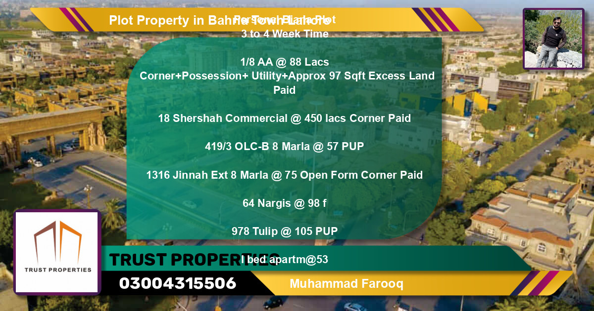 Commercial Plot for Sale in Bahria Town, Lahore - (BP-64900)