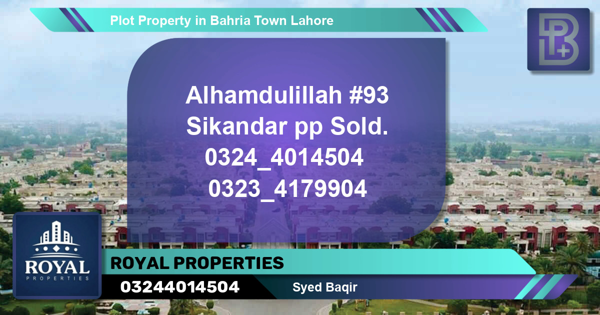 Residential Plot for Sale in Bahria Town, Lahore - (BP-64912)
