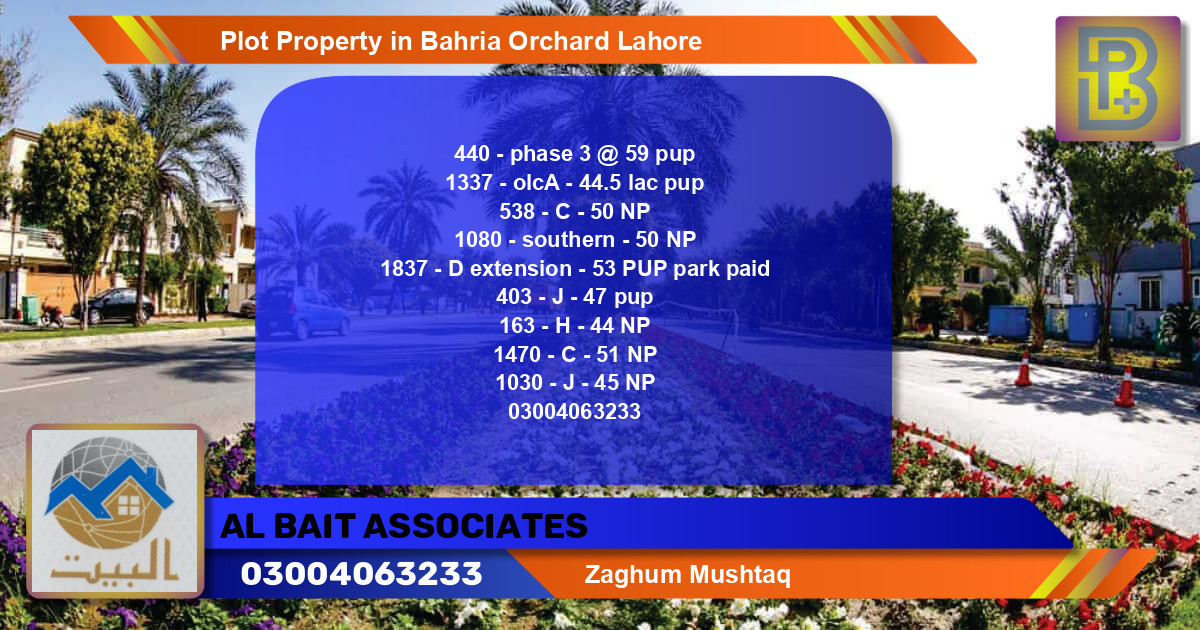 Residential Plot for Sale in Bahria Orchard, Lahore - (BP-64934)