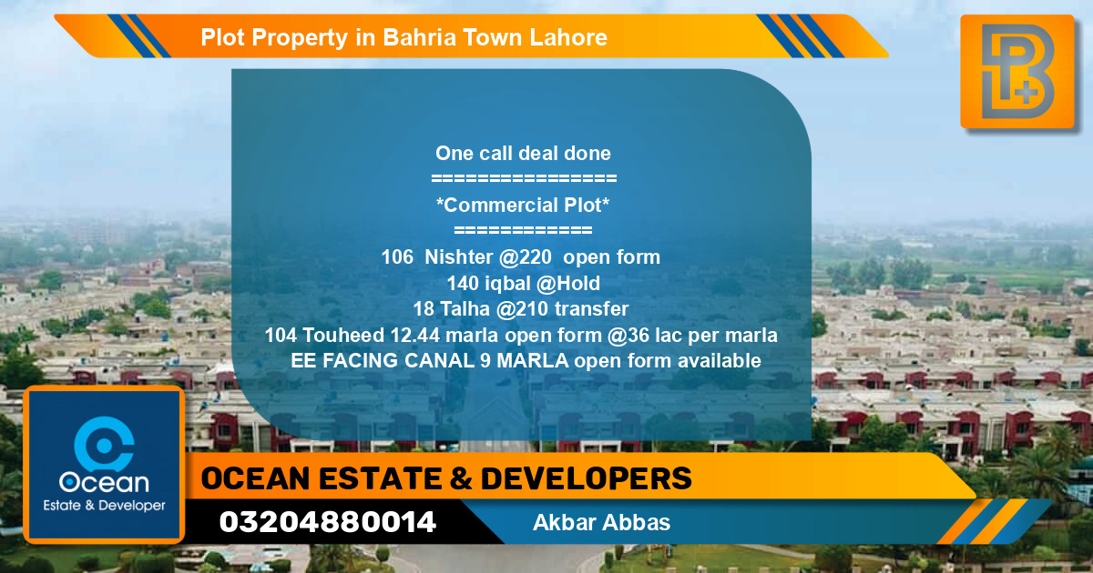 Commercial Plot for Sale in Bahria Town, Lahore - (BP-64942)