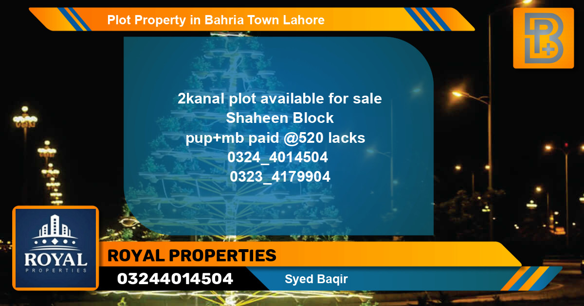 Residential Plot for Sale in Bahria Town, Lahore - (BP-64945)