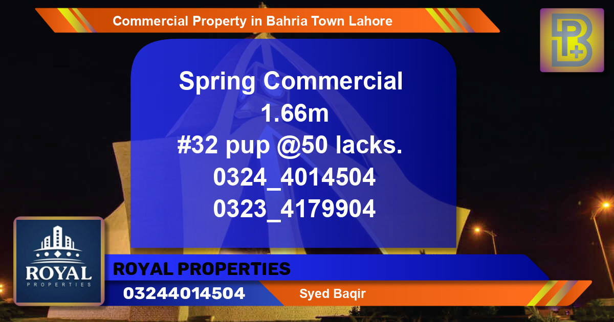 Commercial Property for Sale in Bahria Town, Lahore - (BP-64950)