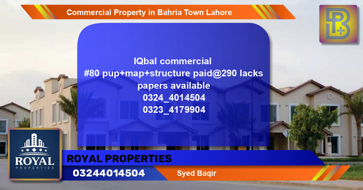 Commercial Property for Sale in Bahria Town, Lahore - (BP-64961)