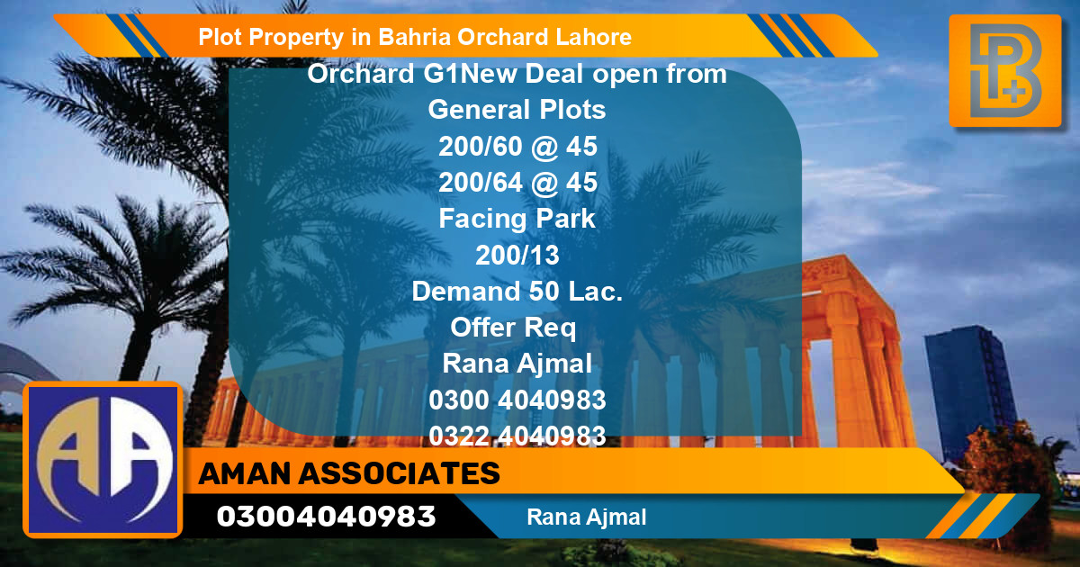 Residential Plot for Sale in Bahria Orchard, Lahore - (BP-64962)