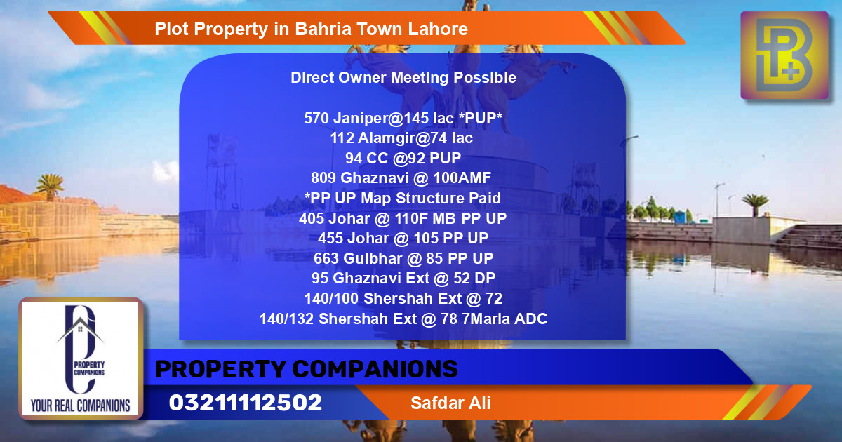 Residential Plot for Sale in Bahria Town, Lahore - (BP-64967)