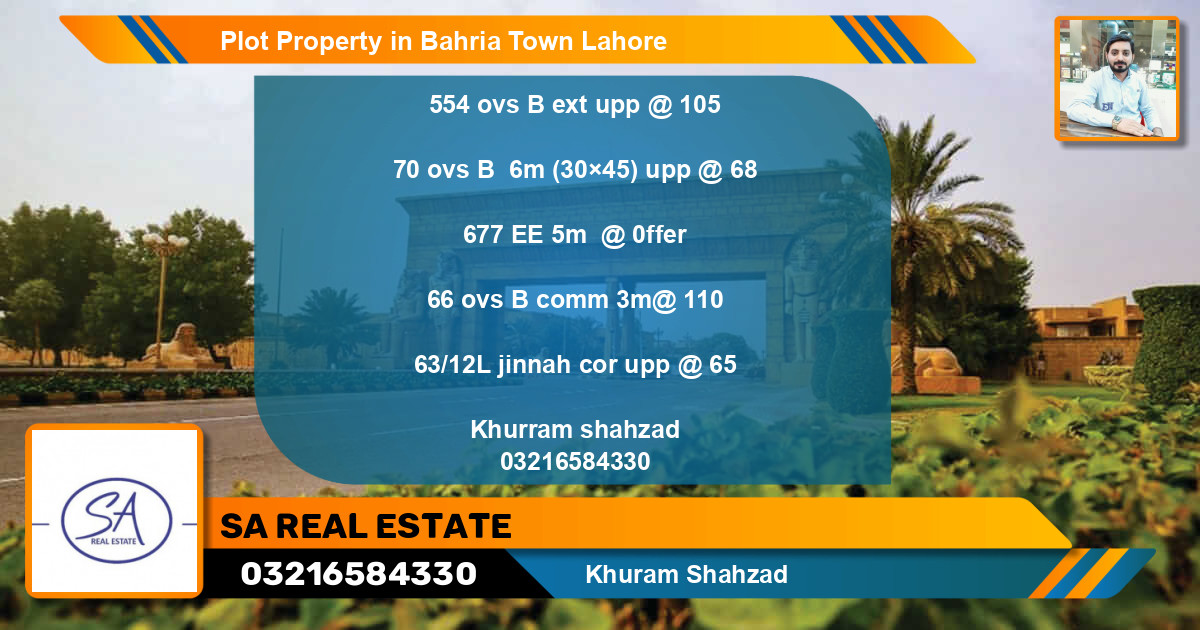 Residential Plot for Sale in Bahria Town, Lahore - (BP-64981)