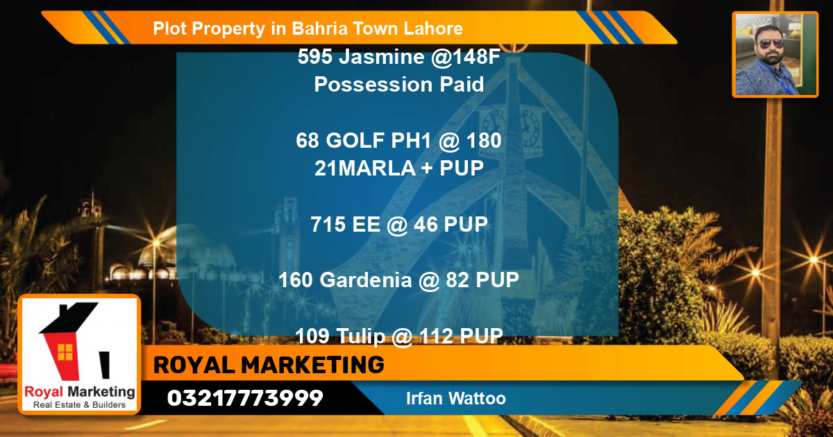 Residential Plot for Sale in Bahria Town, Lahore - (BP-64983)
