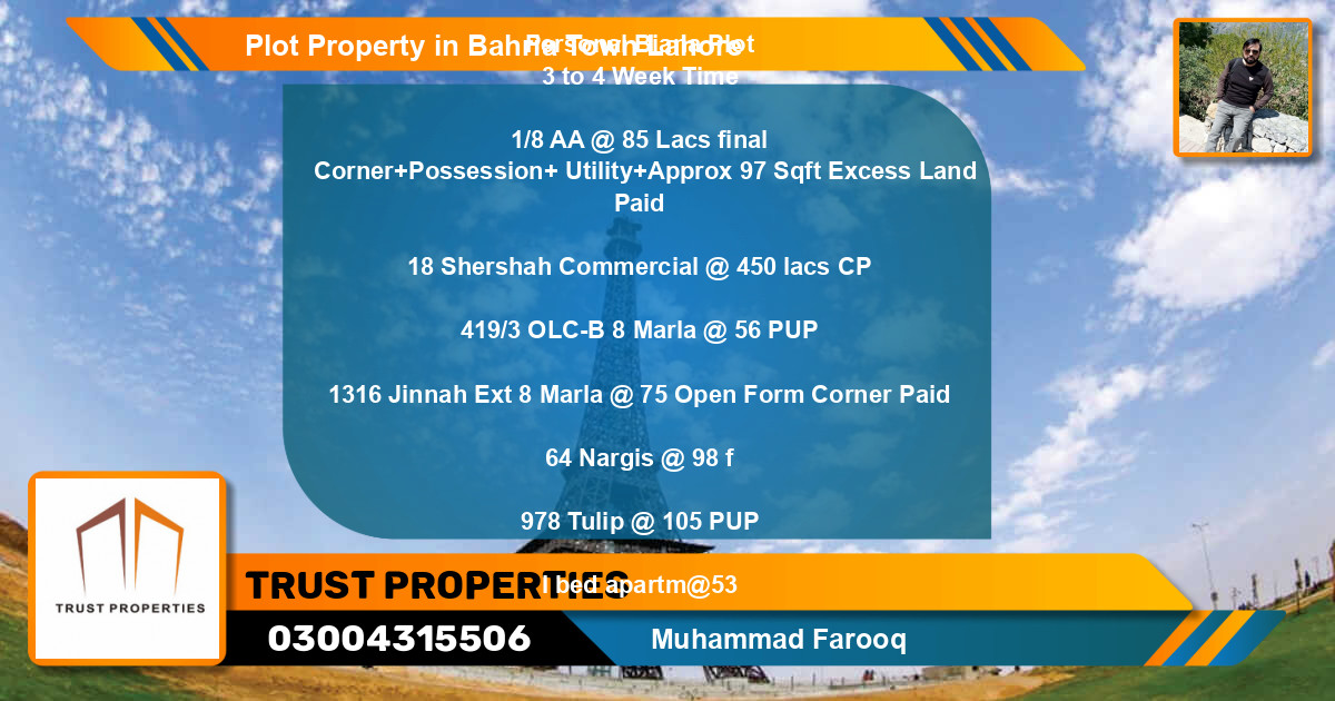Commercial Plot for Sale in Bahria Town, Lahore - (BP-65017)