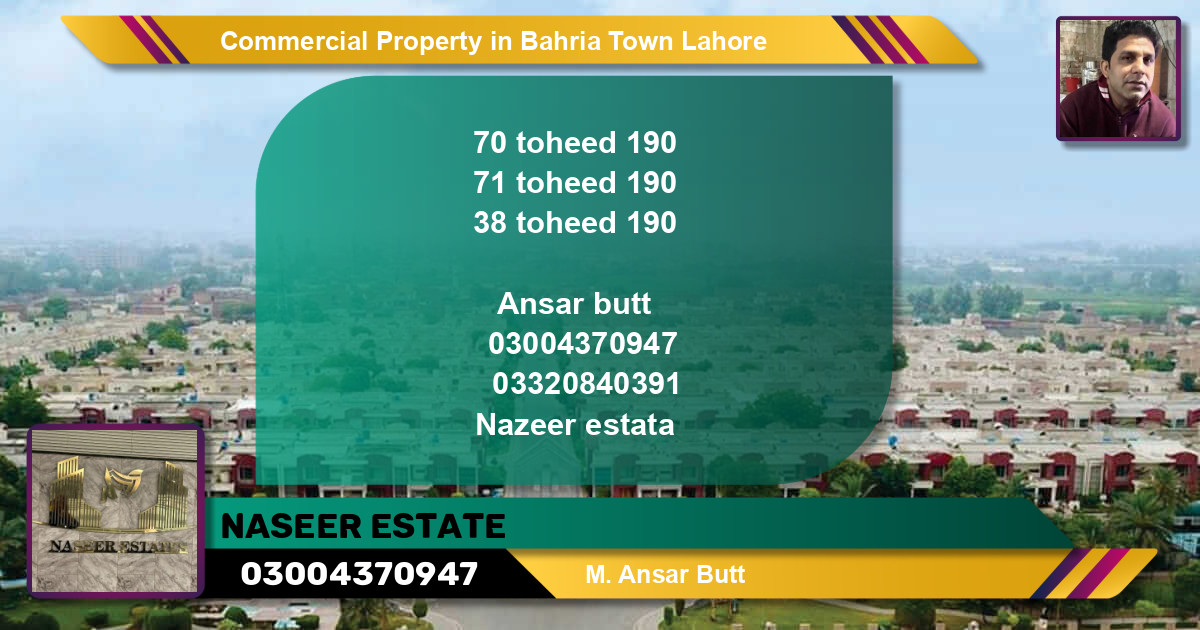 Commercial Property for Sale in Bahria Town, Lahore - (BP-65022)