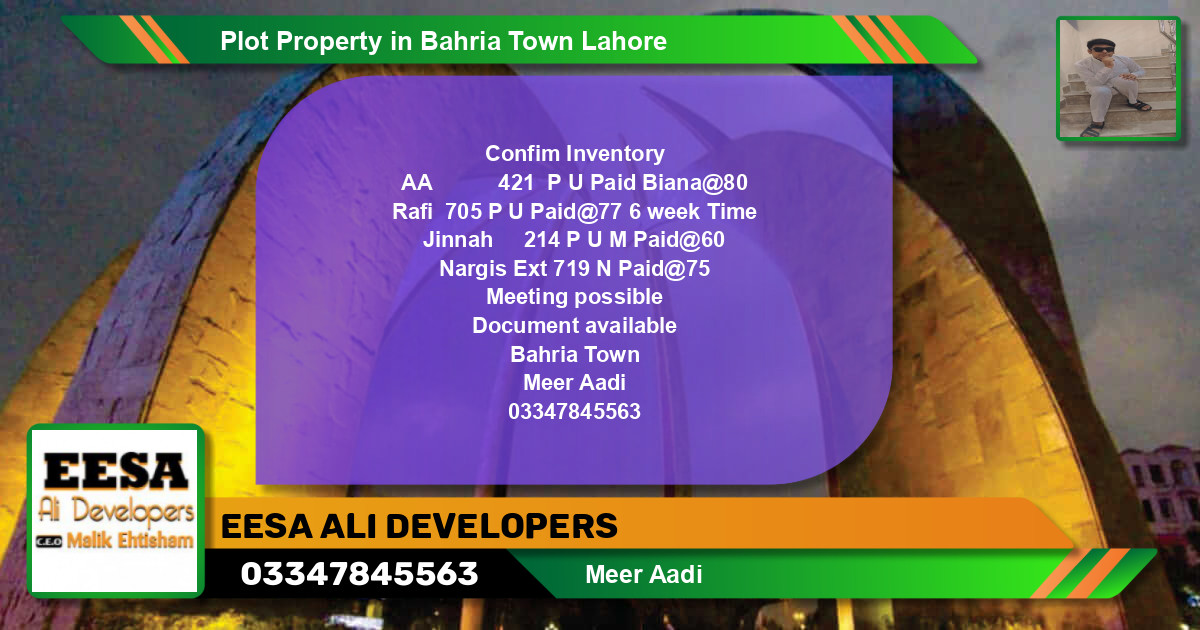 Residential Plot for Sale in Bahria Town, Lahore - (BP-65040)
