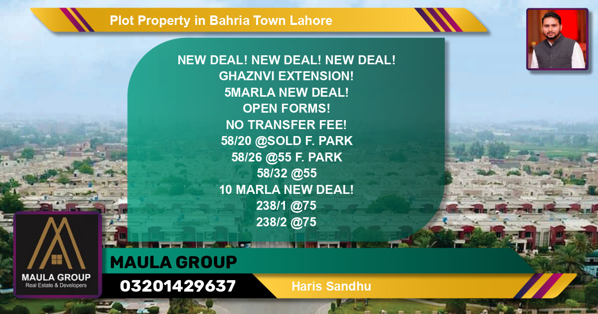 Residential Plot for Sale in Bahria Town, Lahore - (BP-65048)