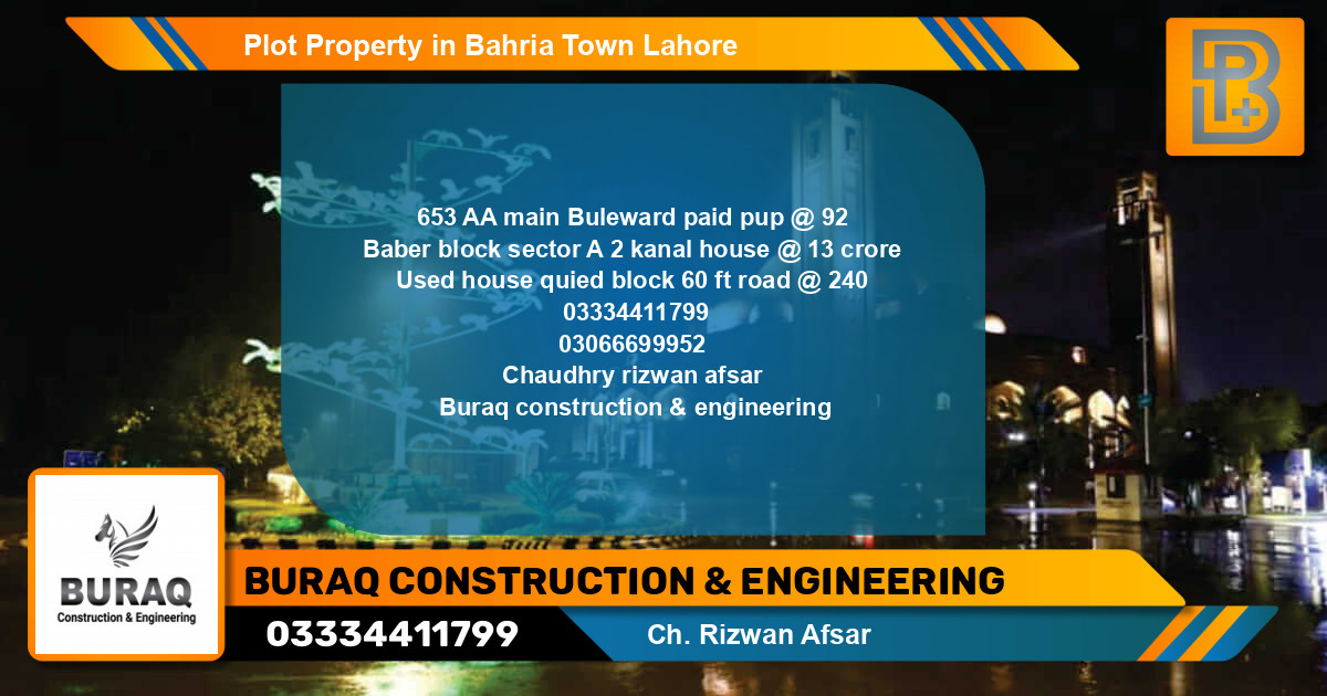 Residential Plot for Sale in Bahria Town, Lahore - (BP-65069)