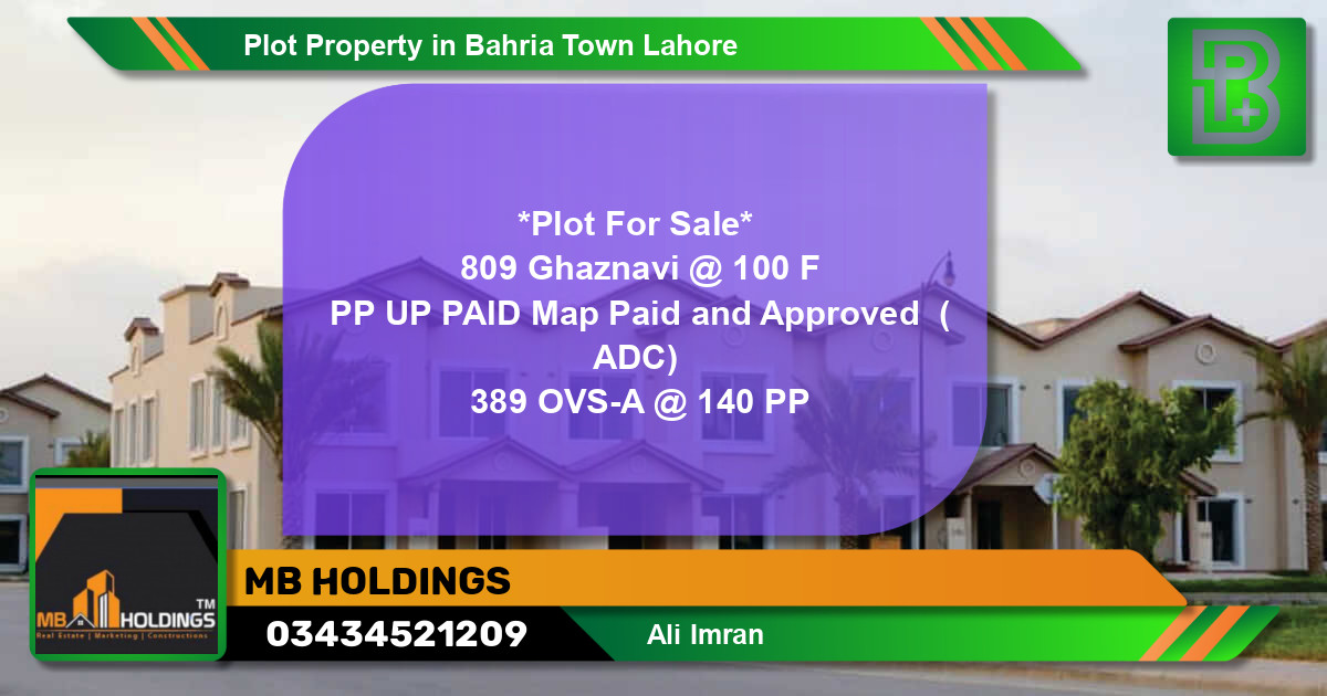 Residential Plot for Sale in Bahria Town, Lahore - (BP-65094)