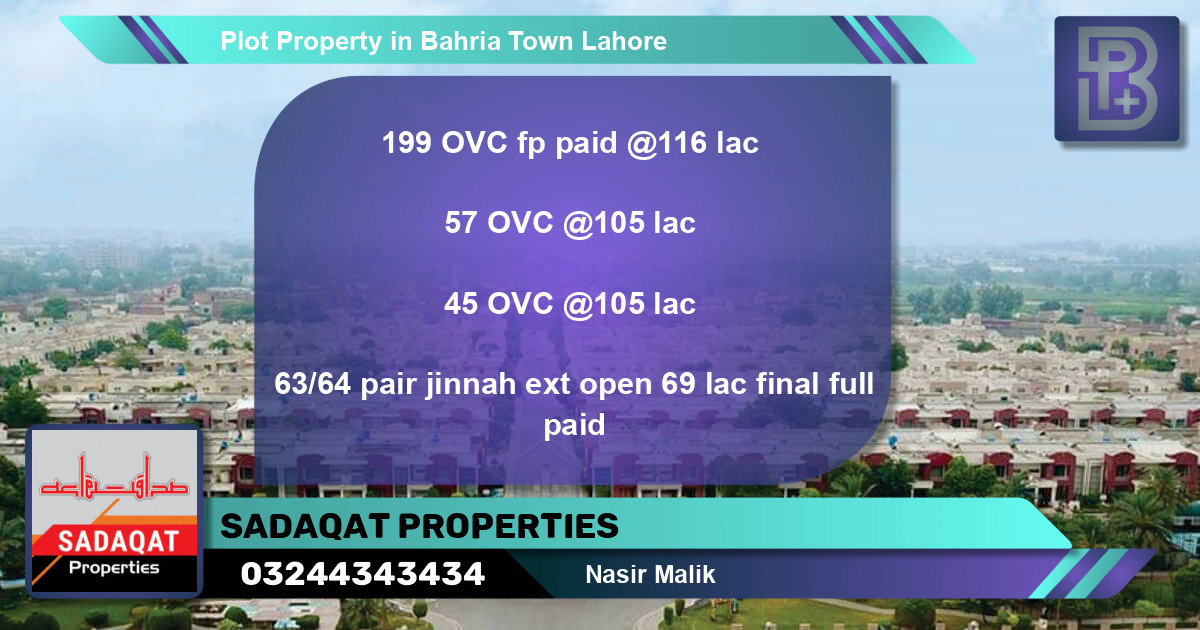 Residential Plot for Sale in Bahria Town, Lahore - (BP-65128)