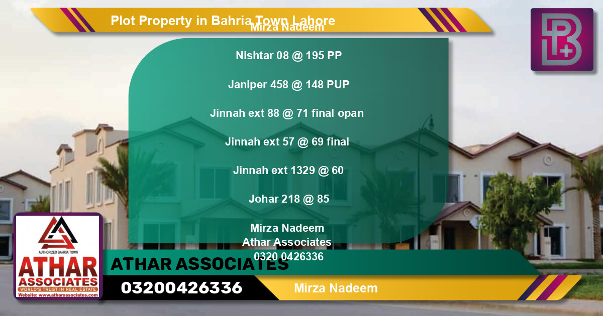 Residential Plot for Sale in Bahria Town, Lahore - (BP-65151)