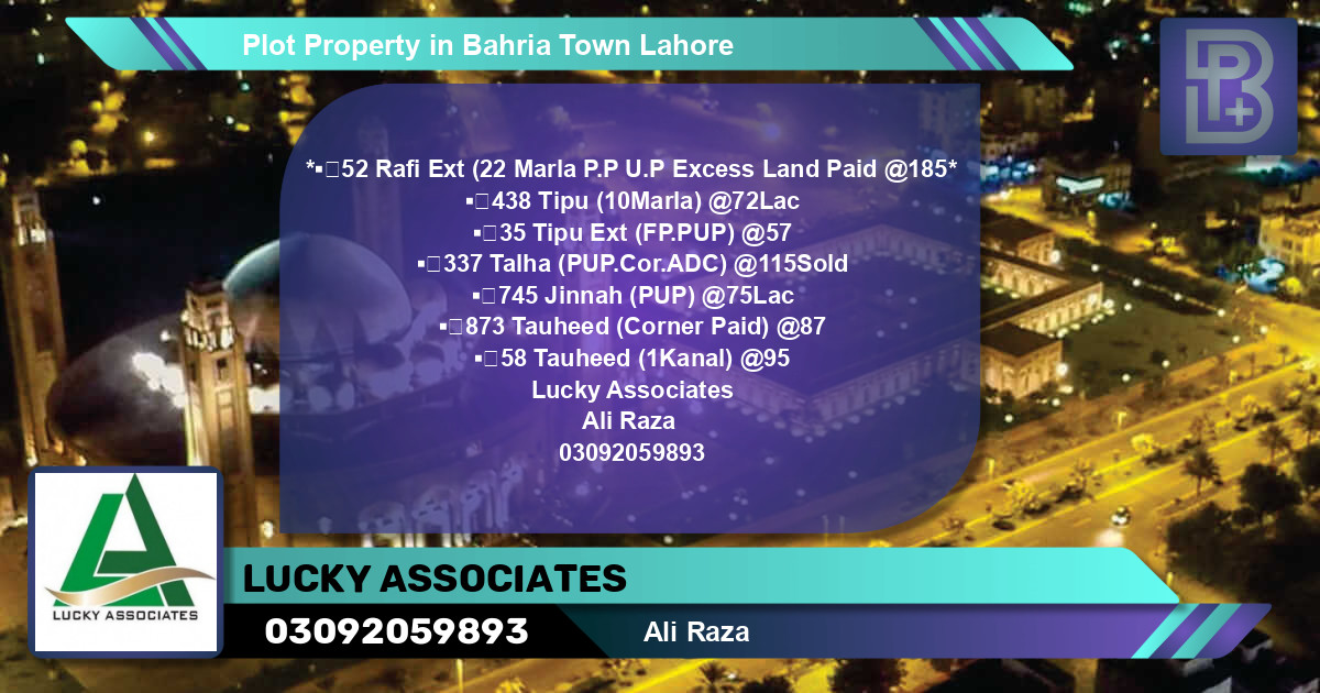 Residential Plot for Sale in Bahria Town, Lahore - (BP-65152)