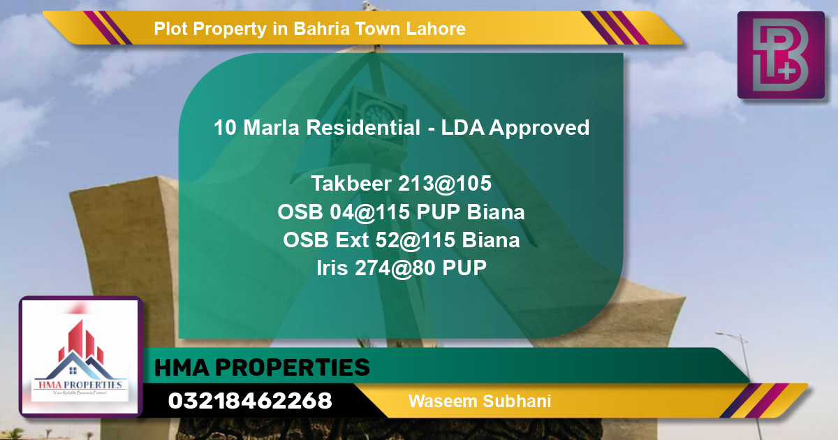 Residential Plot for Sale in Bahria Town, Lahore - (BP-65161)