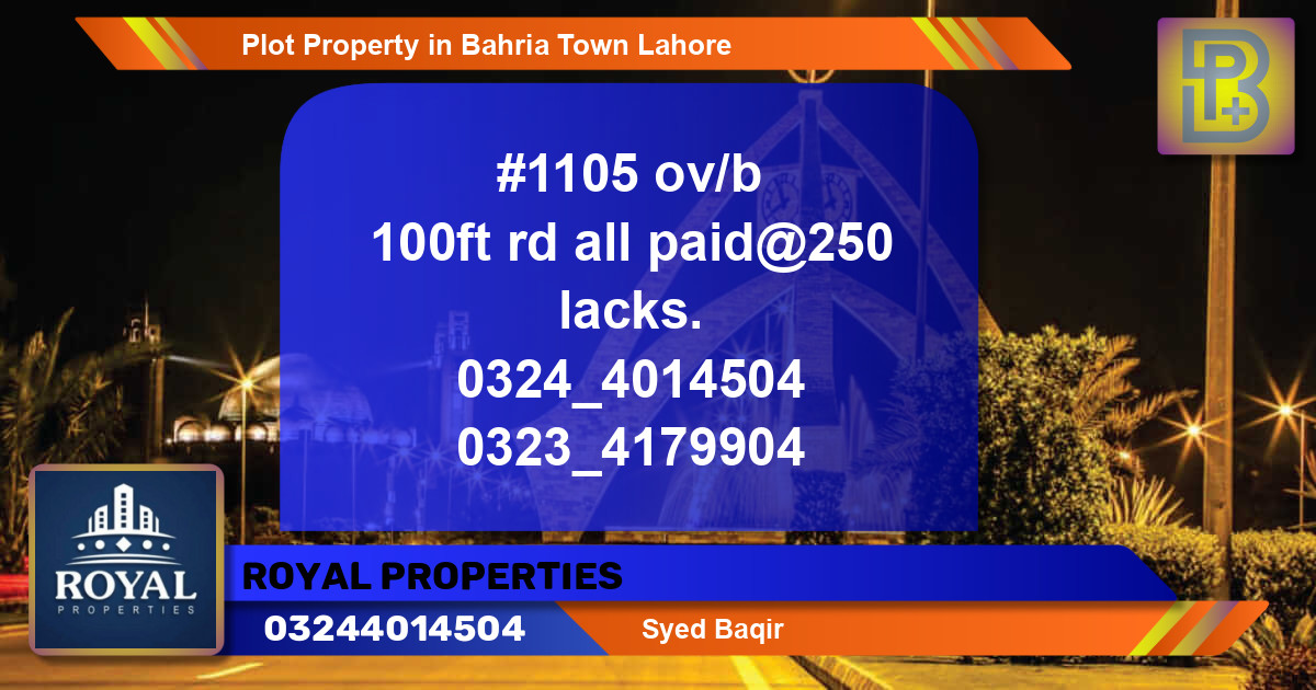 Residential Plot for Sale in Bahria Town, Lahore - (BP-65167)