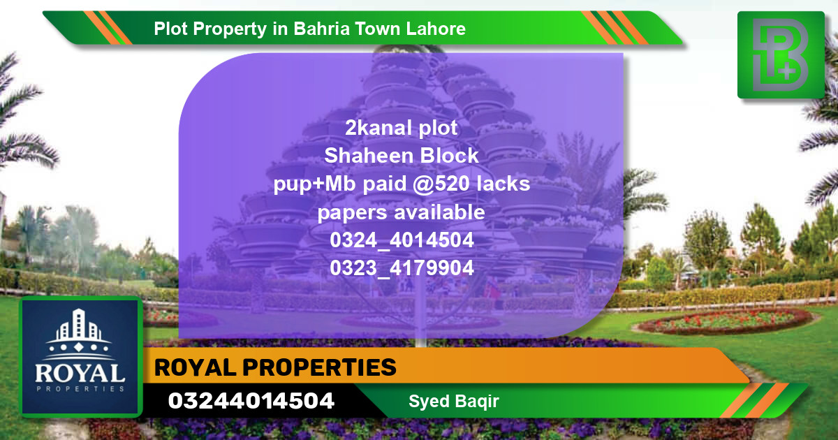 Residential Plot for Sale in Bahria Town, Lahore - (BP-65170)