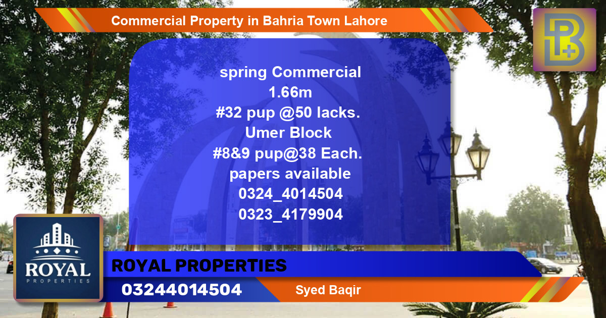 Commercial Property for Sale in Bahria Town, Lahore - (BP-65181)