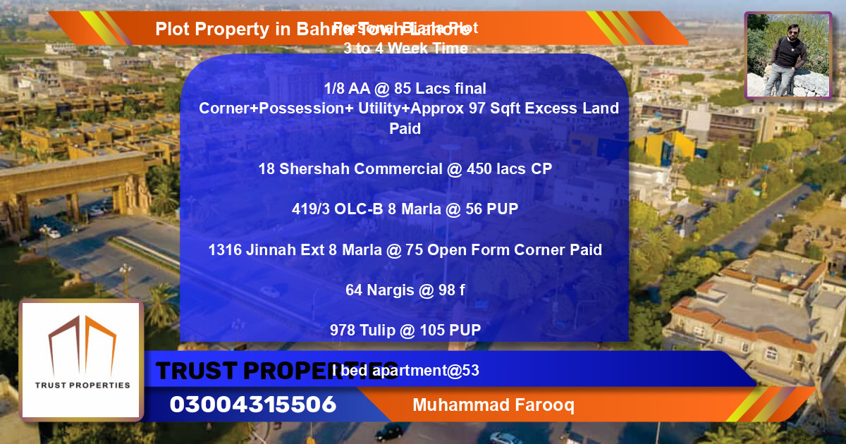 Commercial Plot for Sale in Bahria Town, Lahore - (BP-65182)