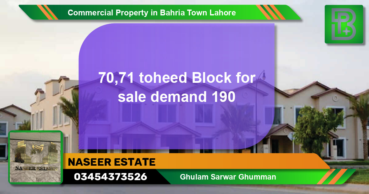 Commercial Property for Sale in Bahria Town, Lahore - (BP-65187)