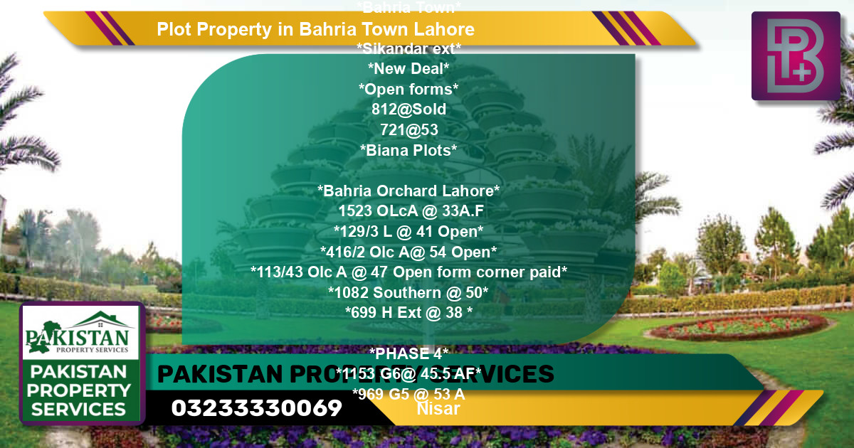 Residential Plot for Sale in Bahria Town, Lahore - (BP-65190)