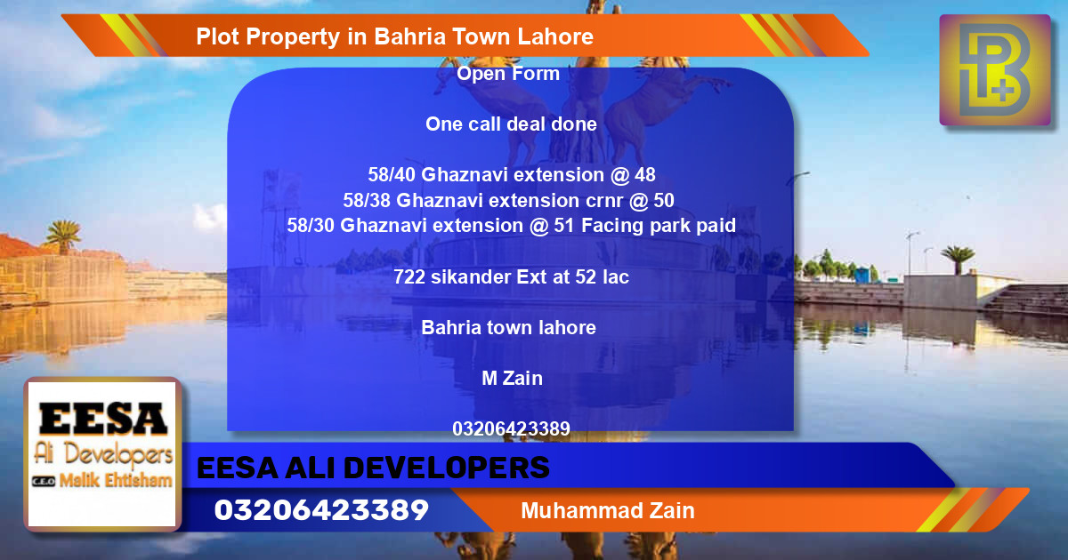 Residential Plot for Sale in Bahria Town, Lahore - (BP-65191)
