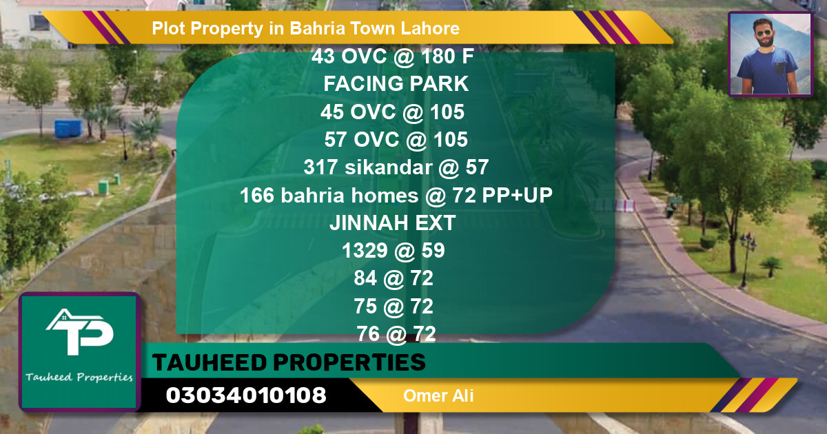 Residential Plot for Sale in Bahria Town, Lahore - (BP-65210)