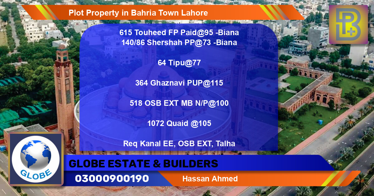 Residential Plot for Sale in Bahria Town, Lahore - (BP-65212)