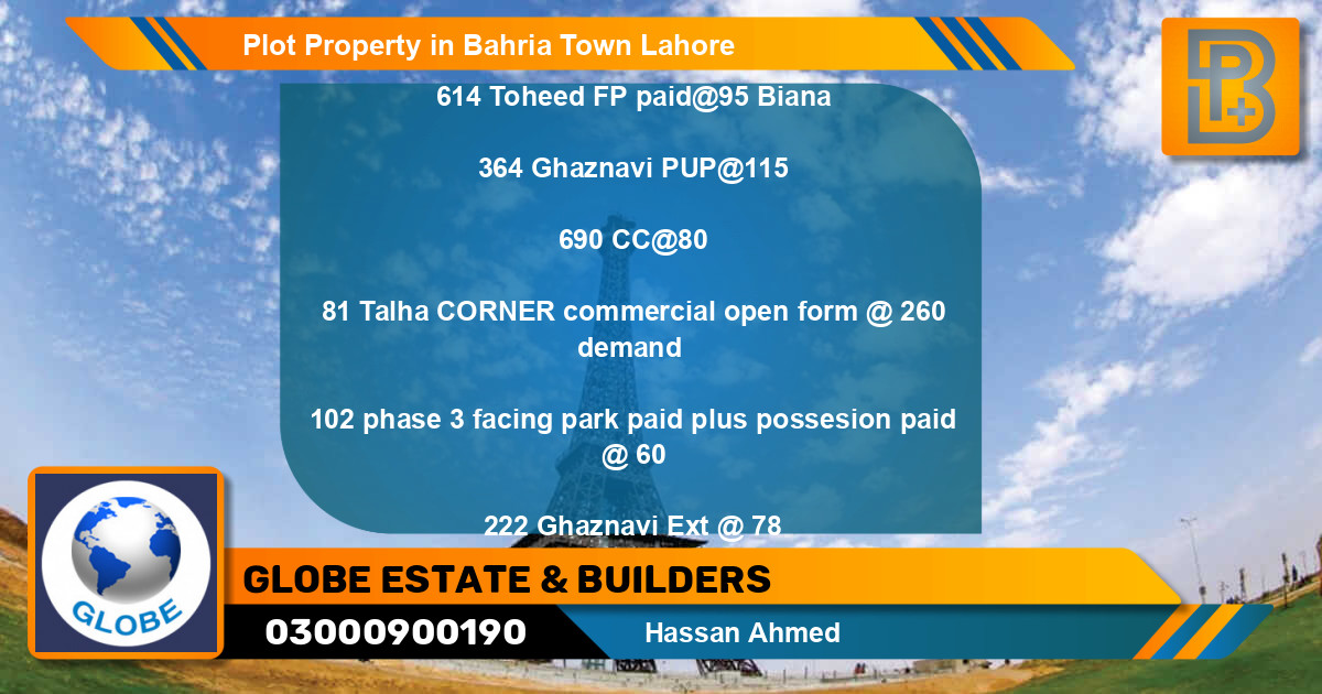 Commercial Plot for Sale in Bahria Town, Lahore - (BP-65219)