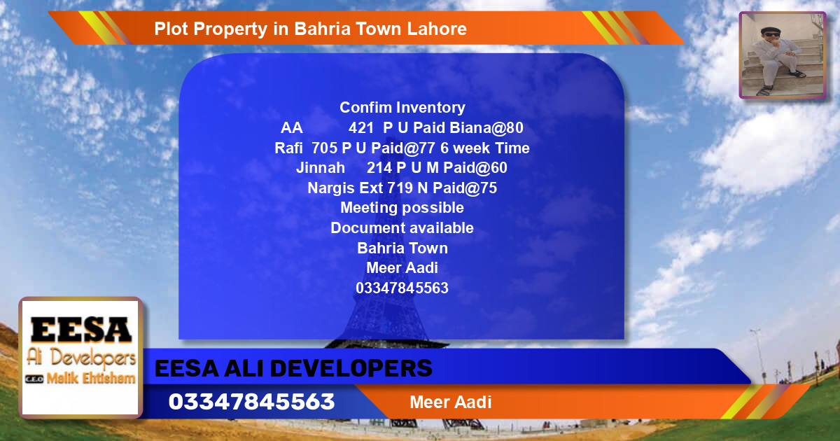 Residential Plot for Sale in Bahria Town, Lahore - (BP-65221)