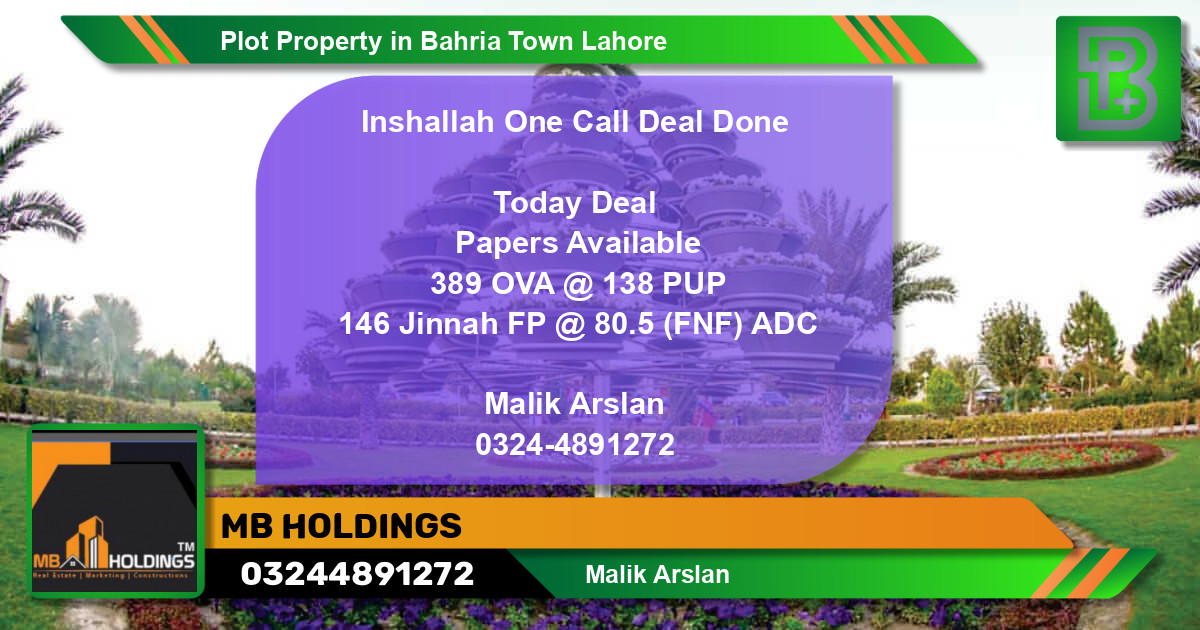 Residential Plot for Sale in Bahria Town, Lahore - (BP-65252)