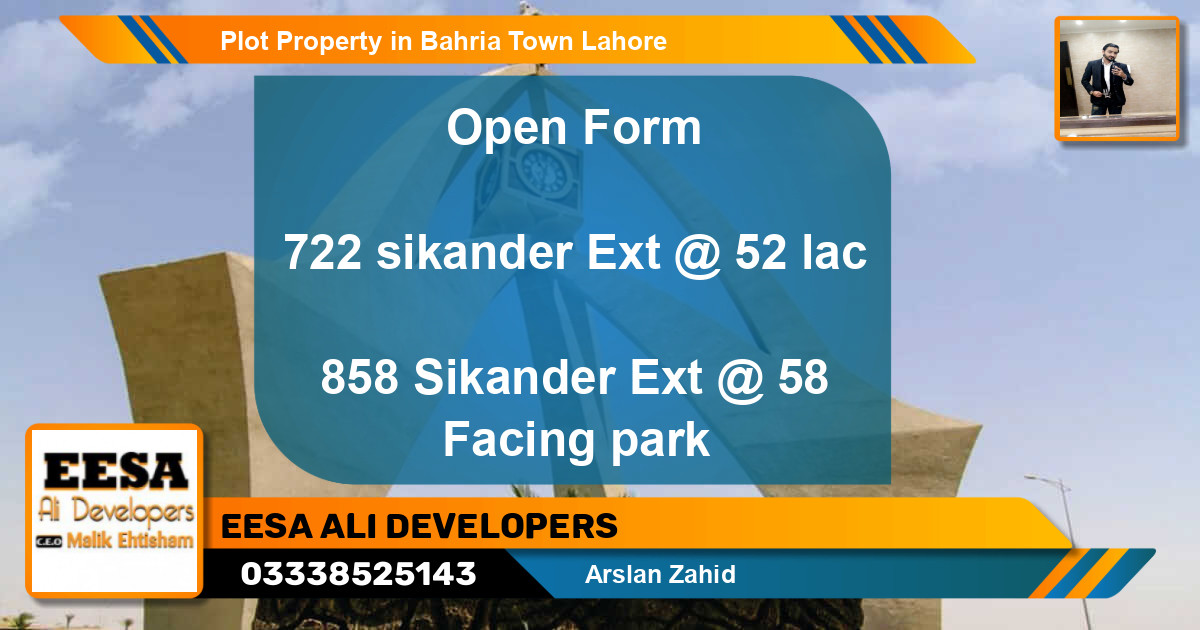 Residential Plot for Sale in Bahria Town, Lahore - (BP-65253)