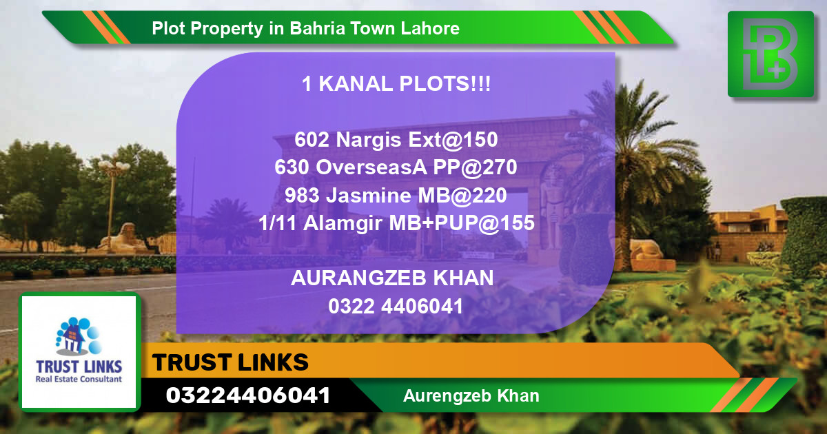 Residential Plot for Sale in Bahria Town, Lahore - (BP-65272)