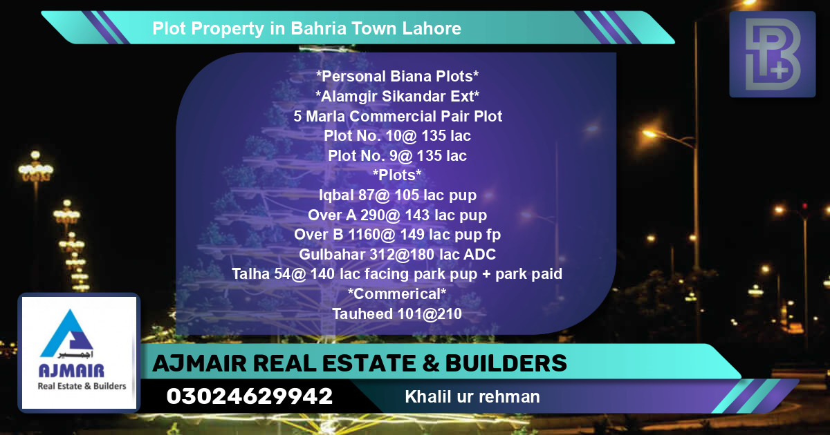Commercial Plot for Sale in Bahria Town, Lahore - (BP-65292)