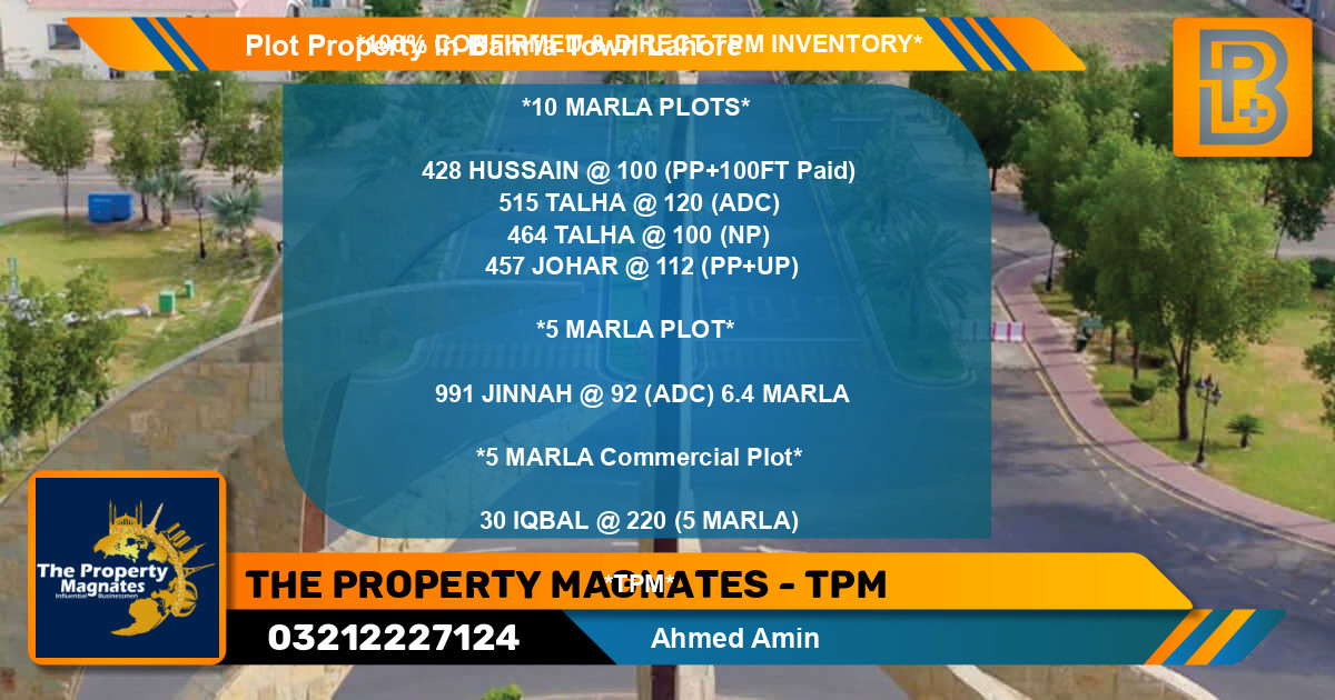 Commercial Plot for Sale in Bahria Town, Lahore - (BP-65304)