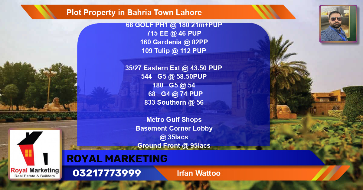 Residential Plot for Sale in Bahria Town, Lahore - (BP-65331)